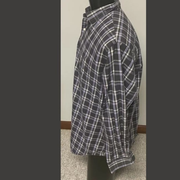 Peter Millar XX-Large Stripe/Plaid Button Front Long Sleeve Shirt Charcoal Gray - Picture 3 of 4